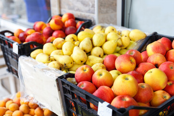 Variety of fruits in boxes