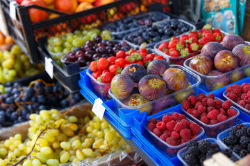 Variety of fruits in boxes