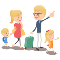 旅行する家族　