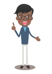 身振り手振りで説明する男性