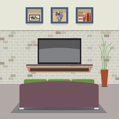 Living Room Decorated Vector Illustration