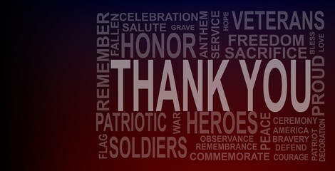 thank you card red and blue background