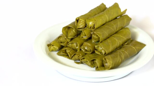 Turkish hand made traditional stuffed grape leaves.