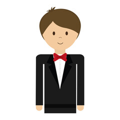 cartoon man wearing elegant suit icon over white background. colorful design. vector illustration