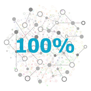 Text 100 Percent. Business Concept. Connecting Dots And Lines