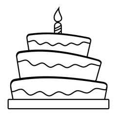 birthday cake with candles icon over white background. vector illustration