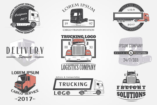 Delivery service. Cargo transportation and logistics. Freight Solutions. Trucking Logo Detailed. 