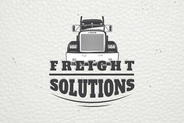 Delivery service. Cargo transportation and logistics. Freight Solutions. Trucking Logo Detailed.