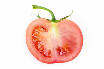 Tomato half piece isolated on white