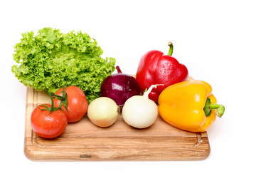 fitness concept, fresh vegetables on cutting board