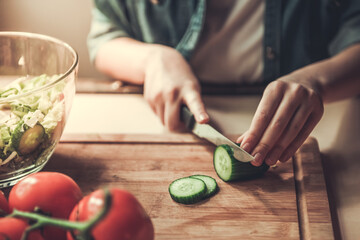 Teenage girl in kitchen