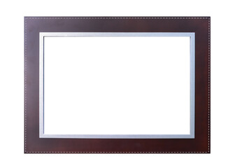wooden photo frame on white background