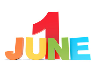 1 june Children's Day,  colored text calendar background on white
