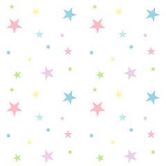 Seamless pastel star pattern on white background. Cute pattern vector illustration.
