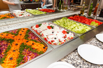Salad selection in a hotel restaurant