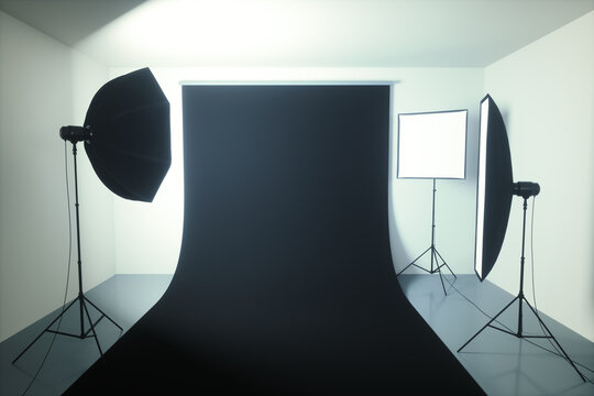 Studio photography with seamless black background.