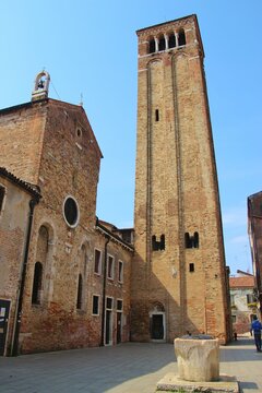 The medieval church San Giacomo dall&lsquo; Orio in the district San Polo in Venice, Italy, Europe.