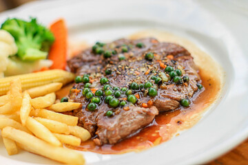 Pork chop steak / cooking pork chop steak concept