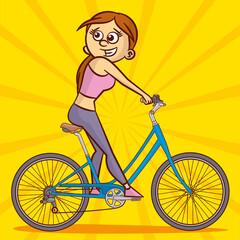 Cute Young woman on a bicycle
