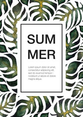 Summer poster template with leaves