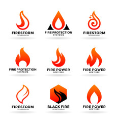 Fire icons and logo design elements