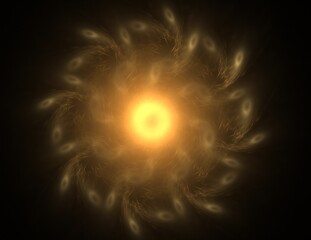 Abstract fractal red background with crossing circles and ovals. disco lights. Motion illustration.