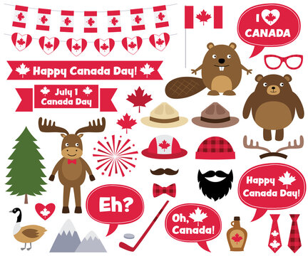 Canada Day design elements and photo booth props