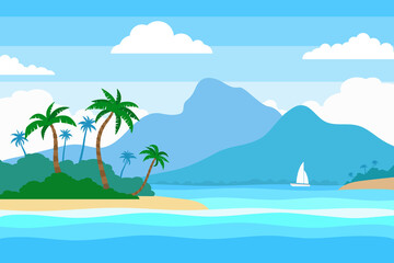 Fototapeta na wymiar tropical island in the ocean summer landscape background