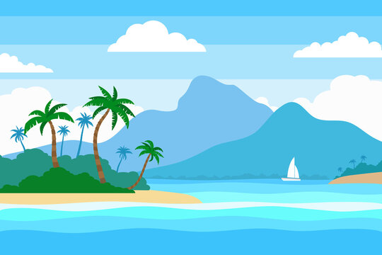 tropical island in the ocean summer landscape background