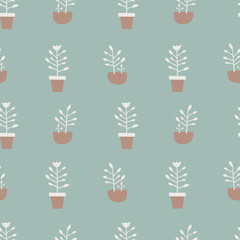 Seamless pattern with plants, flowers. Vector illustration.