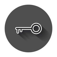 Key Icon vector illustration in line style. Unlock symbol for web site design, logo, app, ui with long shadow.