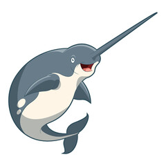 Cartoon smiling Narwhal