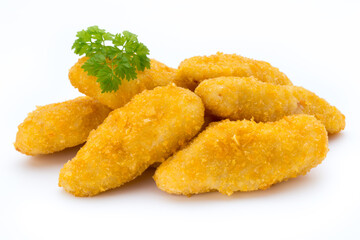Nugget chiken on the white background.