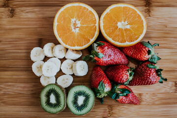 Fresh fruit composition, healthy food.
