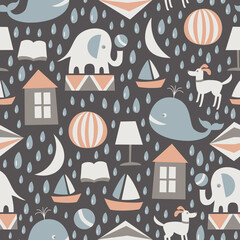 Sweet dreams seamless pattern. Vector illustration.