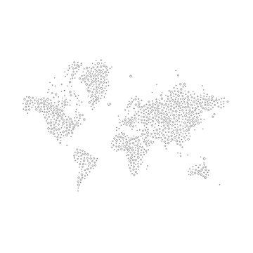 World Map with Abstract Circles Pattern