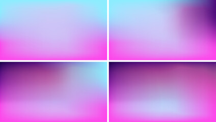 Vector Holographic Blurred Background. Fluorescent Blue, Magenta Pink and Violet Gradient Mesh. Trendy Out-of-focus Effect. Saturated Neon Colors. HD format Proportions. Horizontal Layout. © Artefficient