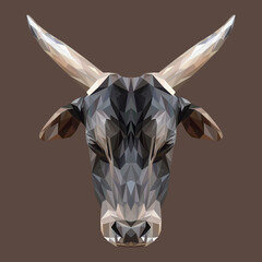 Bull low poly design. Triangle vector illustration.