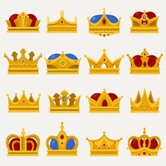 Set of royal king or prince crown, pope tiara - obrazy, fototapety, plakaty
