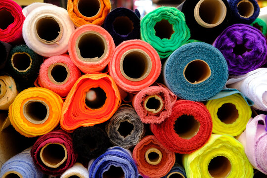 Colourful Rolls Of Fabric