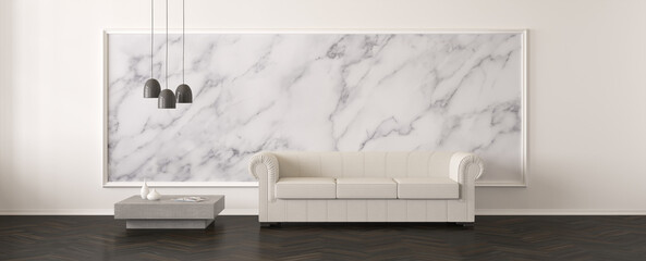 modern living room with marble wall