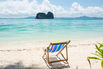 beach chair on white sand,Koh Mak,Trang