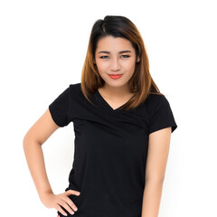 Fototapeta premium Asian woman in black t-shirt