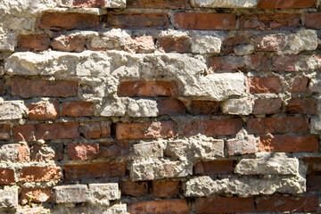 Background of the old red brick wall