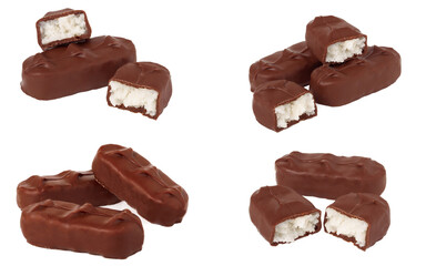chocolate bars isolated on a white background. Set or collection