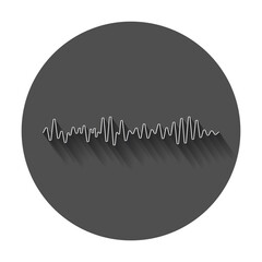 Vector sound waveforms icon. Sound waves and musical pulse vector illustration with long shadow.