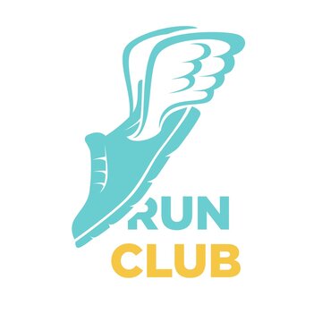 Run club vector icon of sport sneaker shoe and wings