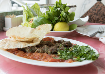 Lebanese original kebab with tomatoes