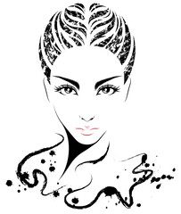 women short hair style, logo women on white background