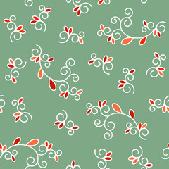 Floral pattern made of doodles. Seamless background, vector pattern for cushion, pillow, bandanna, kerchief, shawl fabric print. Texture for clothes and bedclothes. Cartoon flowers.